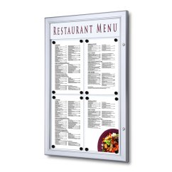 Venkovní menu vitrína nesvětelná s logopanelem na výšku 4x A4