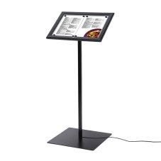 Černý uzamykatelný menu stojan LED svíticí 2x A4
