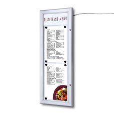 Venkovní menu vitrína LED osvětlená s logopanelem na výšku 2x A4