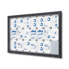 Venkovní uzamykatelná vitrína s plynovými písty 21x A4 RAL 7016