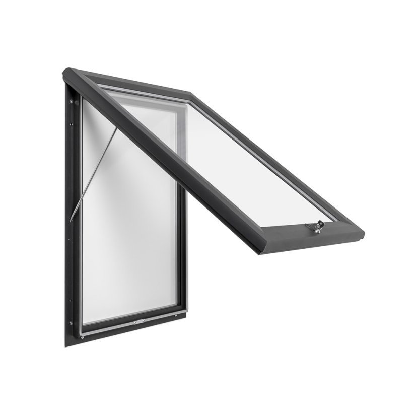 Venkovní uzamykatelná vitrína s plynovými písty 12x A4 RAL 7016