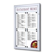 Venkovní menu vitrína nesvětelná s logopanelem na výšku 4x A4