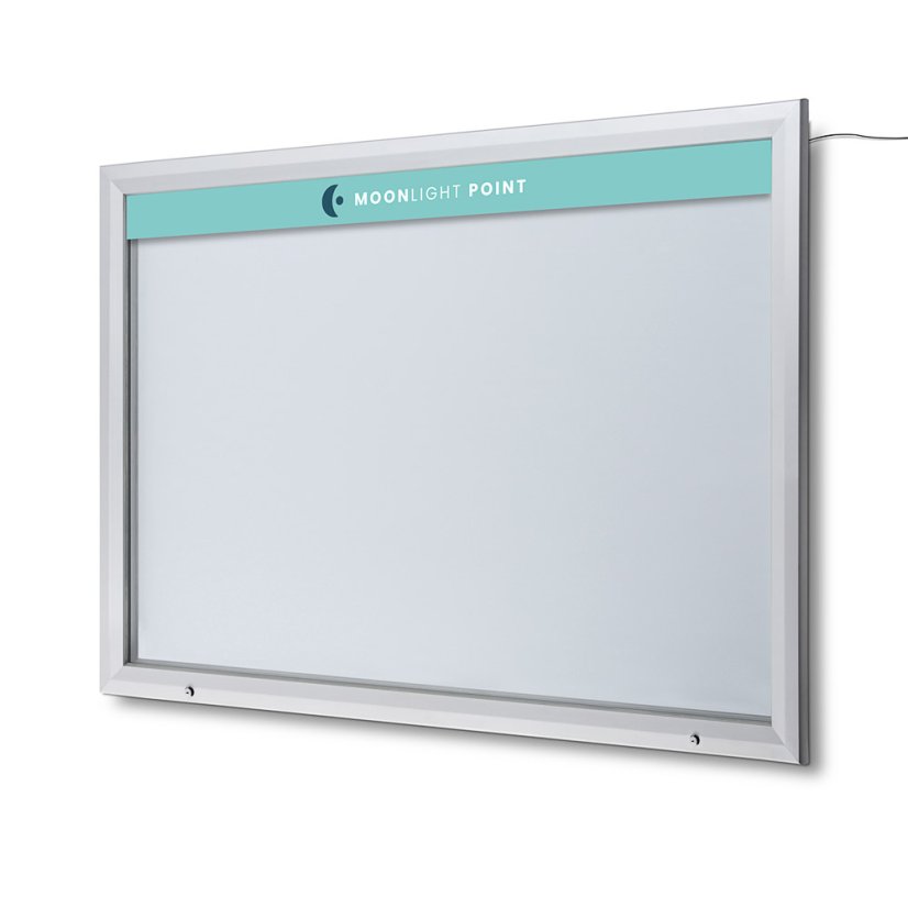 Venkovní uzamykatelná vitrína s osvětleným logem a plynovými písty 21x A4