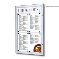 Venkovní menu vitrína LED osvětlená s logopanelem na výšku 4x A4