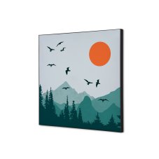 Textilní nástěnná dekorace SADA 40 x 40 Slunce a ptáci I25