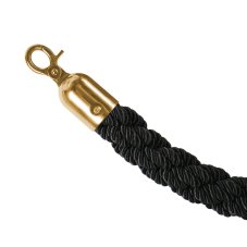 Černé kroucené lano se zlatými klipy