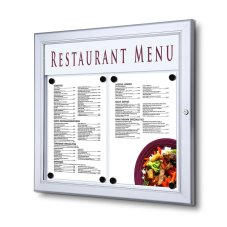 Venkovní menu vitrína nesvětelná s logopanelem na šířku 2x A4
