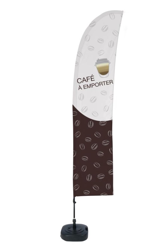 Beach Flag Budget L Set WT Coffee To Go FR I493 ECO