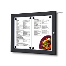 Černá venkovní menu vitrína LED osvětlená 2x A4