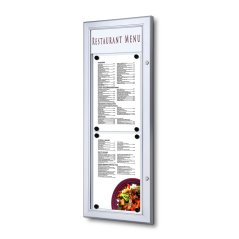 Venkovní menu vitrína nesvětelná s logopanelem na výšku 2x A4