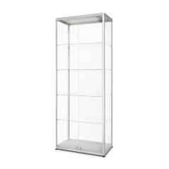 Skleněná vitrína s LED osvětlením s dvojitými dveřmi 80 x 40 x 200 cm