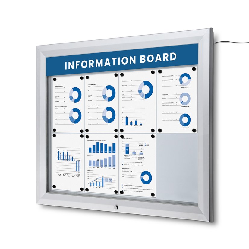 Venkovní uzamykatelná vitrína s osvětleným logem 8x A4