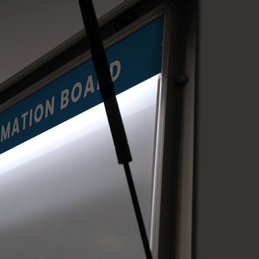 Venkovní uzamykatelná vitrína s osvětleným logem a plynovými písty 21x A4