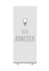 Roll-Banner Budget 85 Kompletní sada Zapište se zde šedá německy