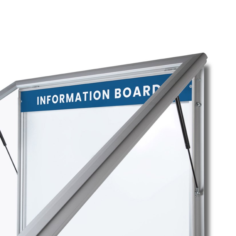 Venkovní uzamykatelná vitrína s osvětleným logem a plynovými písty 15x A4